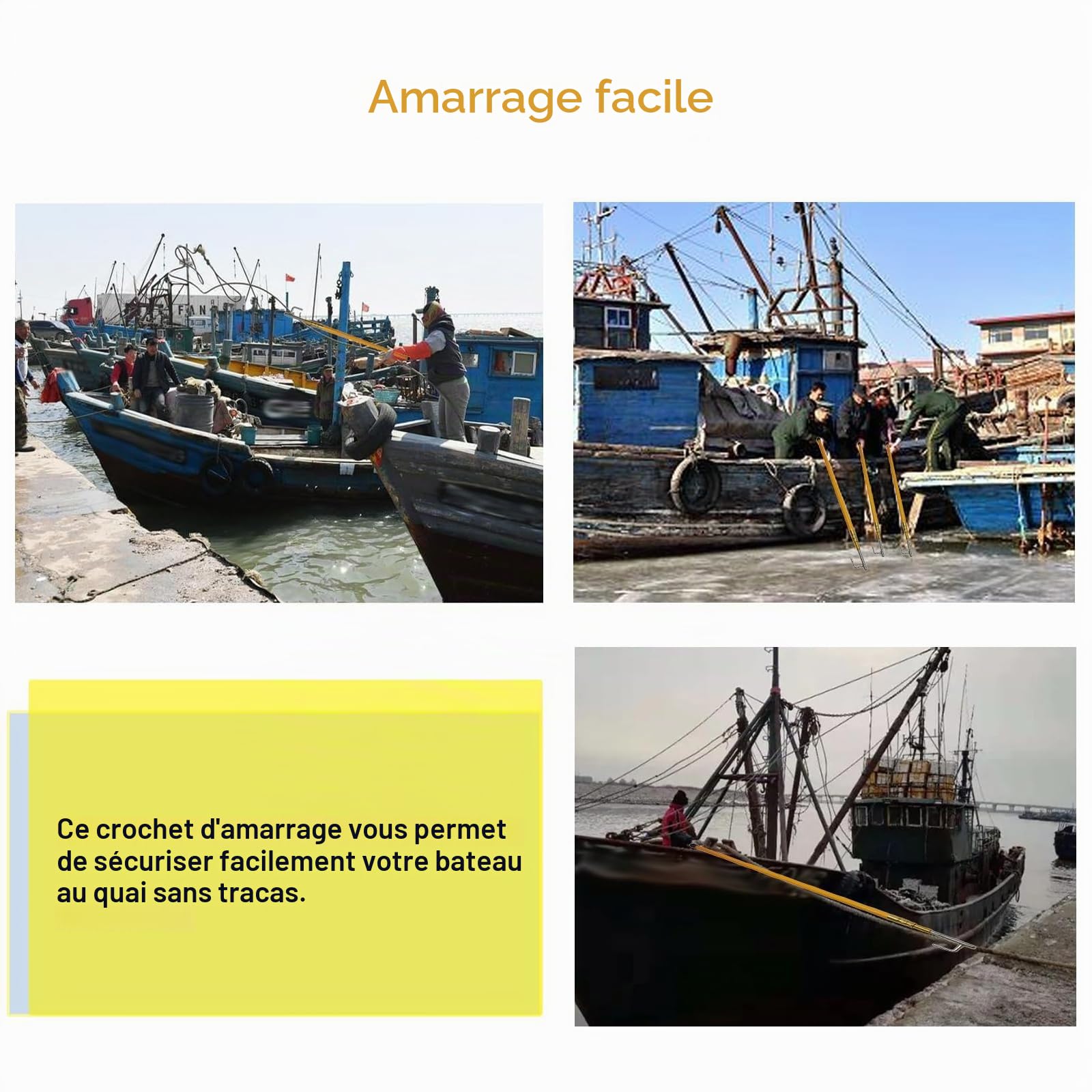 Gaffe Télescopique (4, 5, 6, 8 M), Crochet D'amarrage en Acier Inoxydable, Ouverture De 4,5 Cm, Pliable Et Facile À Ranger, pour Sauvetage, Poussée, Traction Et Navigation,L 6m (19' 7inch)