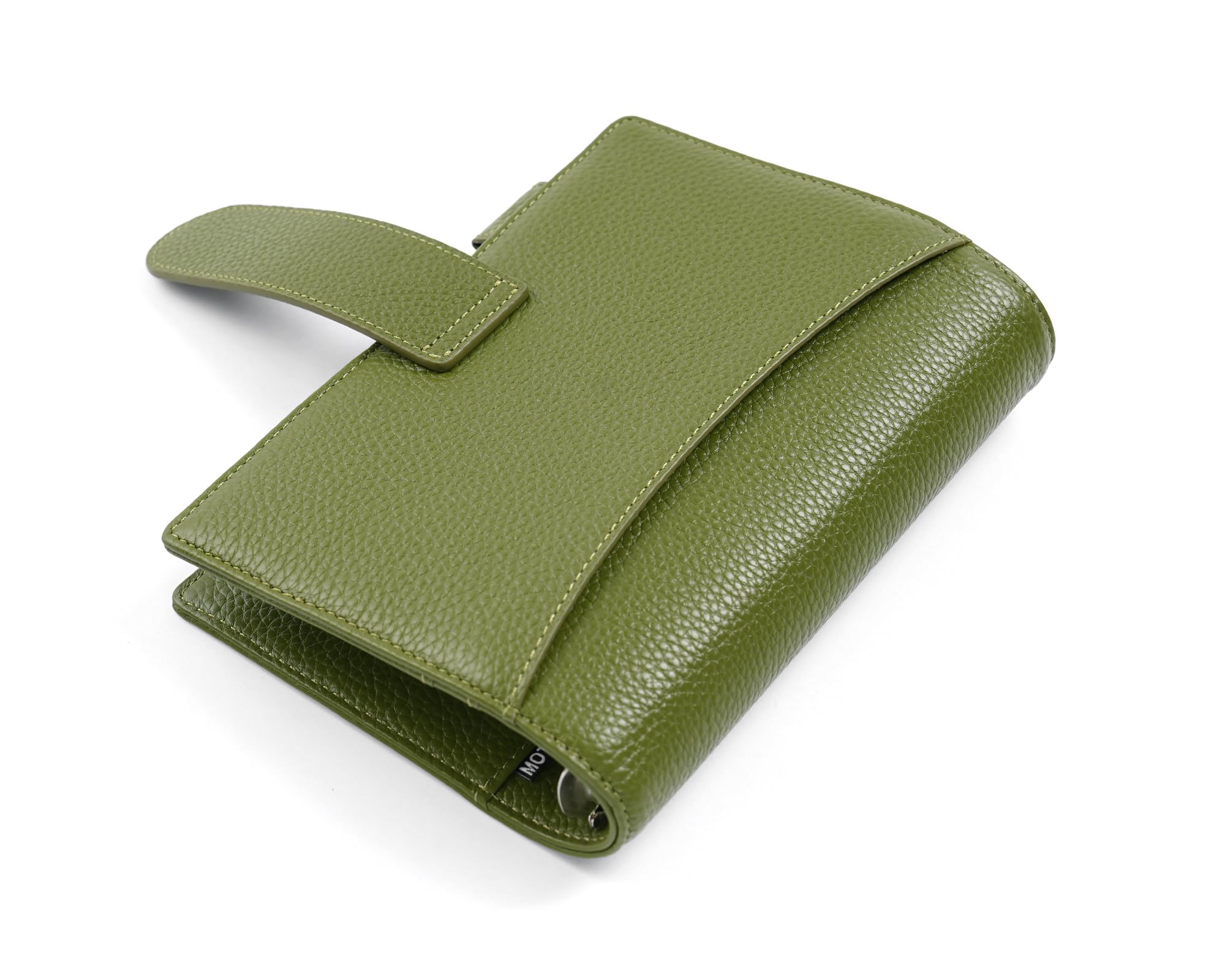 Moterm Elite Personal Rings Planer - Organizador de anillas de piel auténtica, sin compartimento trasero grande (verde oliva, anillo de 25 mm)