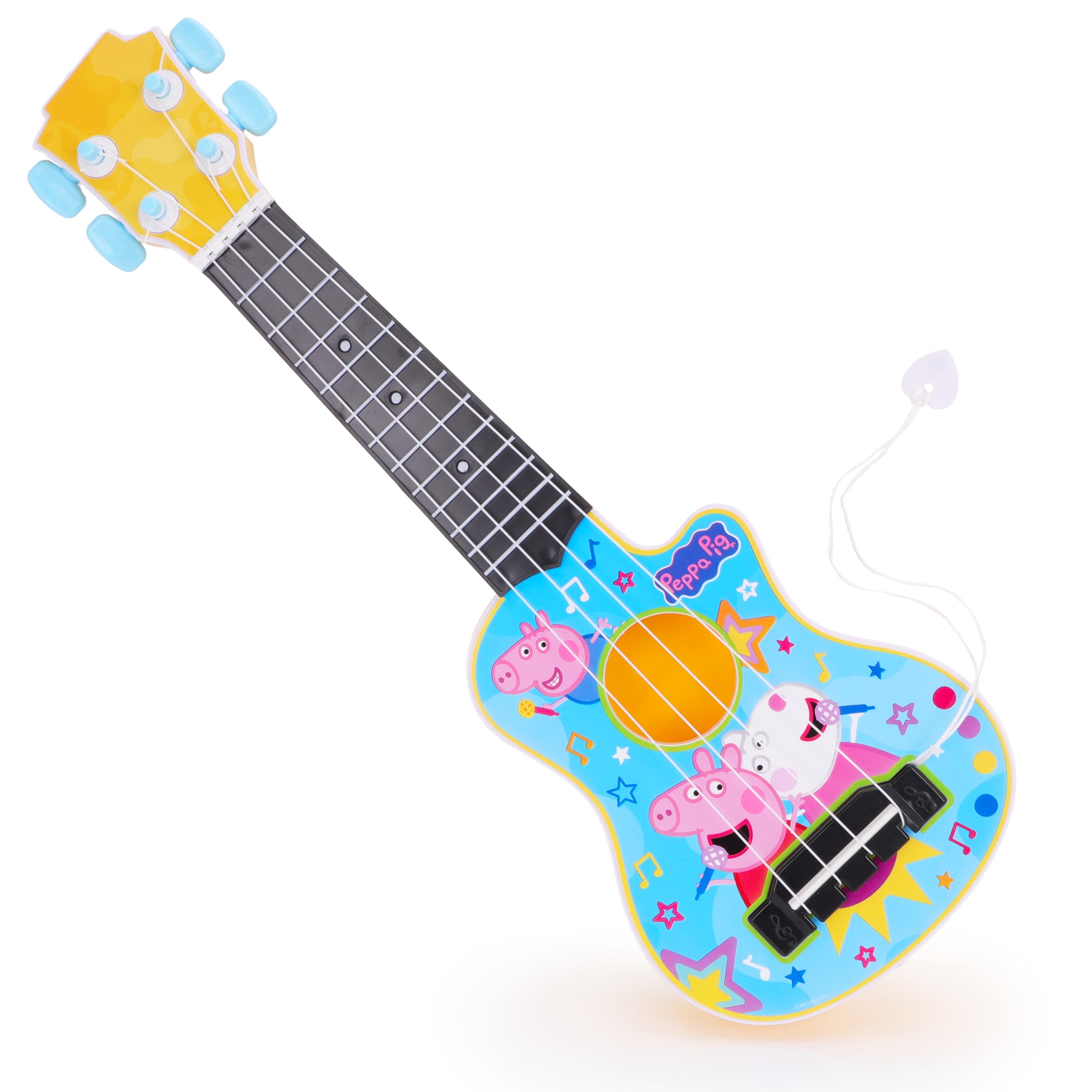 Toyland® 40 cm (16") Peppa Pig La mia prima chitarra con plettro incorporato - Strumento musicale da accordare e suonare - Divertente giocattolo musicale per bambini - Età 3+