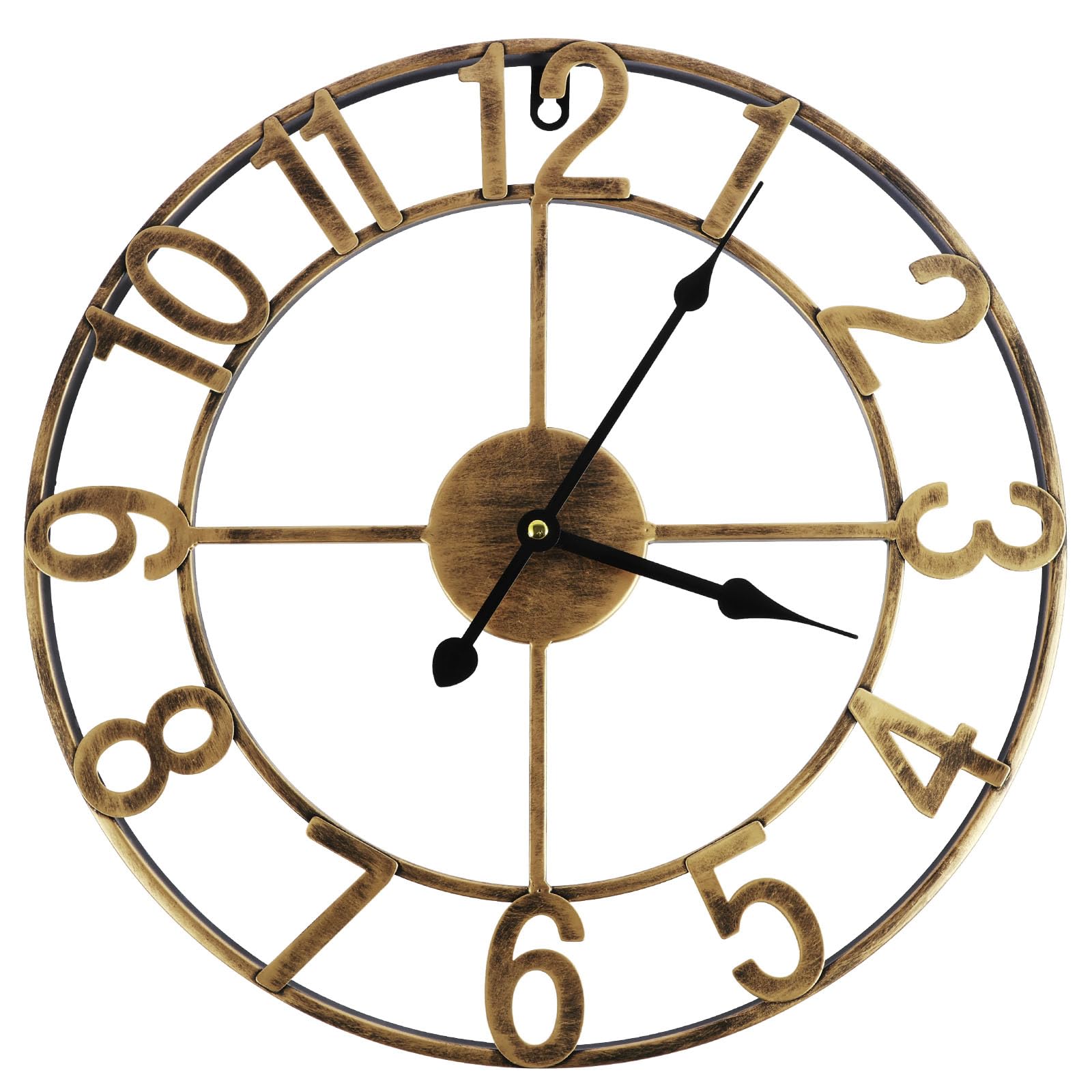 Horloge murale à piles ronde 40cm vintage en fer bronze salon