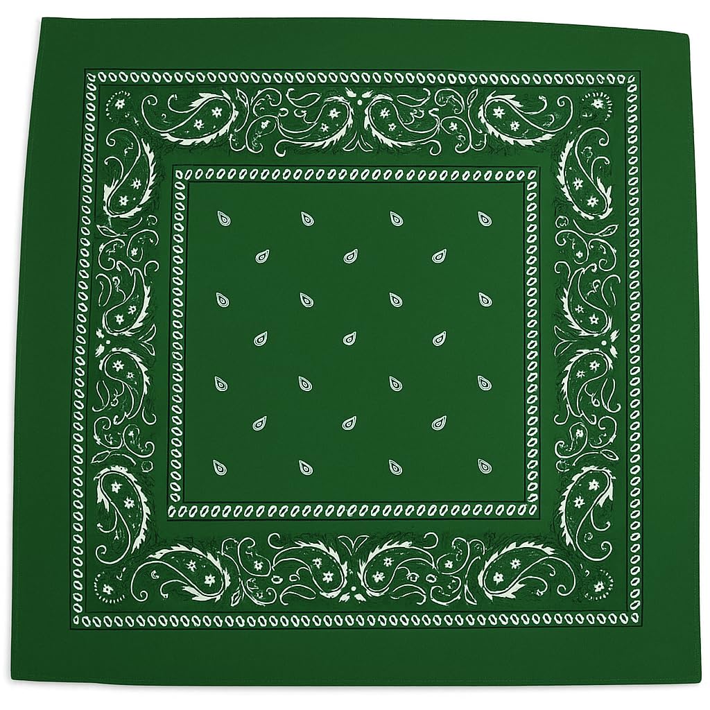 OUTLETISSIMO BANDANA VERT FONCÉ CARRÉ PAISLEY PIRATE COFFON SPORT CASQUE