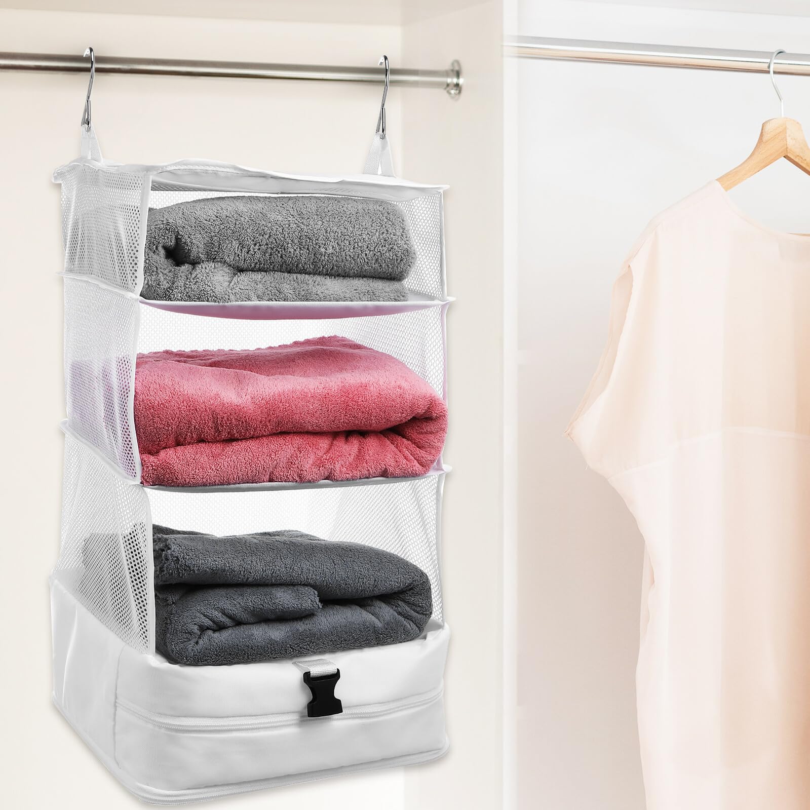 IMIKEYA Organizador Colgante de Ropa de Resistente Tela Oxford Múltiples Compartimentos Bolsa Portátil para Viaje y Armario Almacenamiento Fácil y Compacto