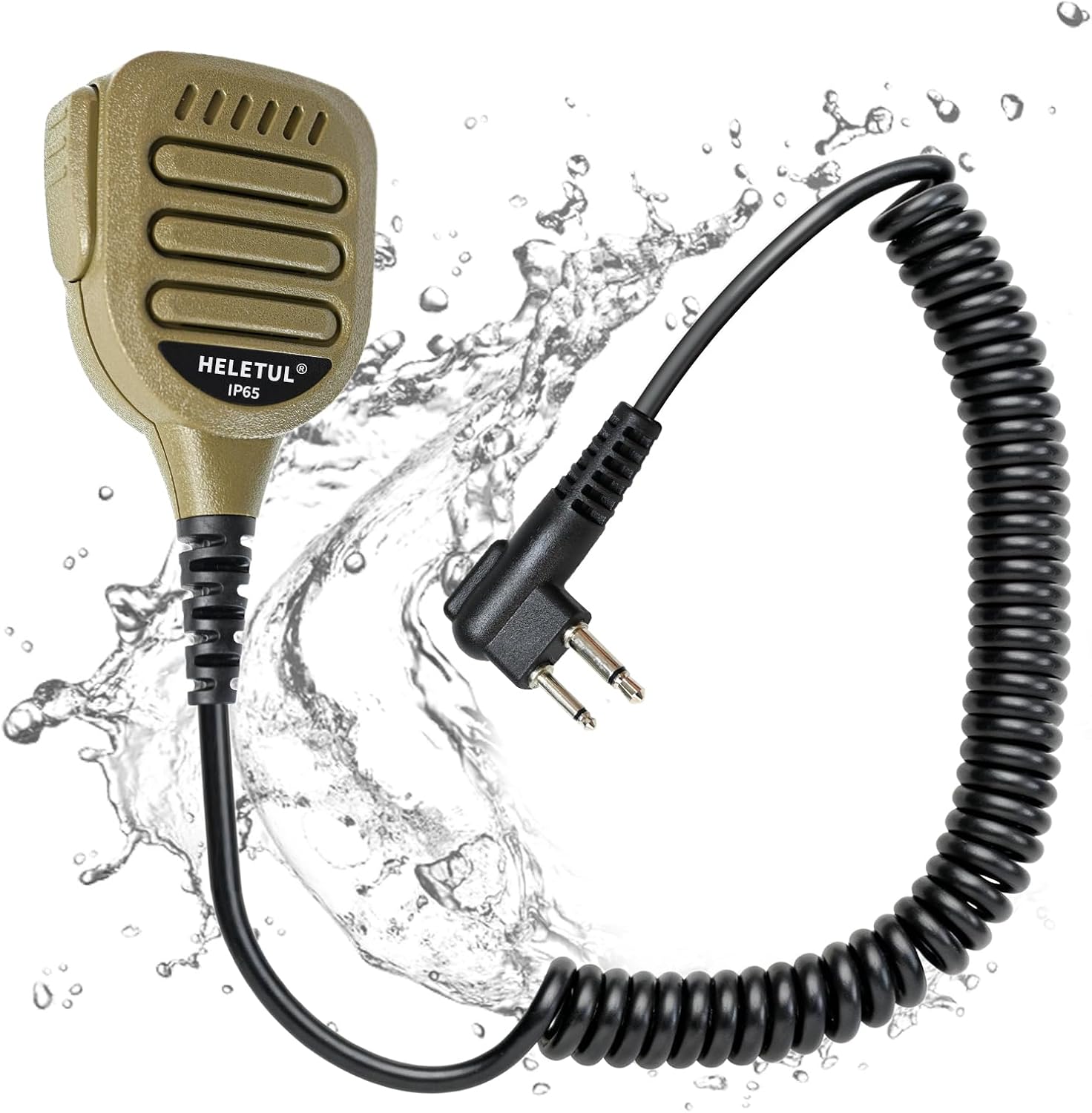 IP65 Waterproof Remote CP200D Shoulder Mic Mag One 2Pin Microphone Two Way Radio Speaker Mic for Motorola Walkie Talkie BPR40 CP100D CP185 CLS1110 CLS1410 RDU4100 RDU4160D RMM2050 (Tan)