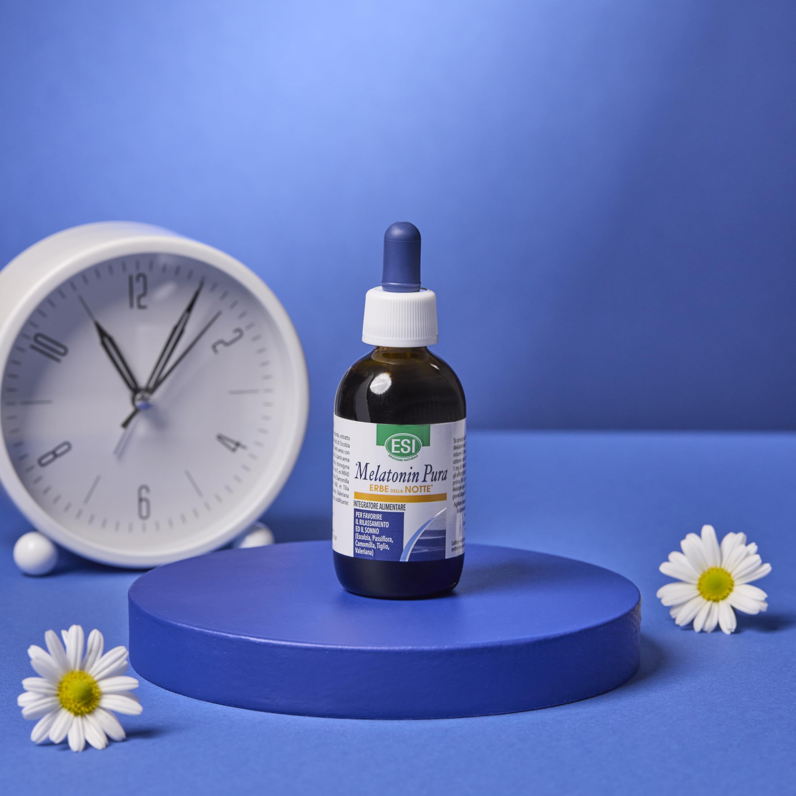 ESI - Melatonin Pura con Erbe della Notte, Integratore Alimentare in Gocce con Melatonina, Passiflora, Biancospino e Camomilla, Favorisce il Sonno, Senza Glutine e Vegan, Gusto Arancia, 50 ml