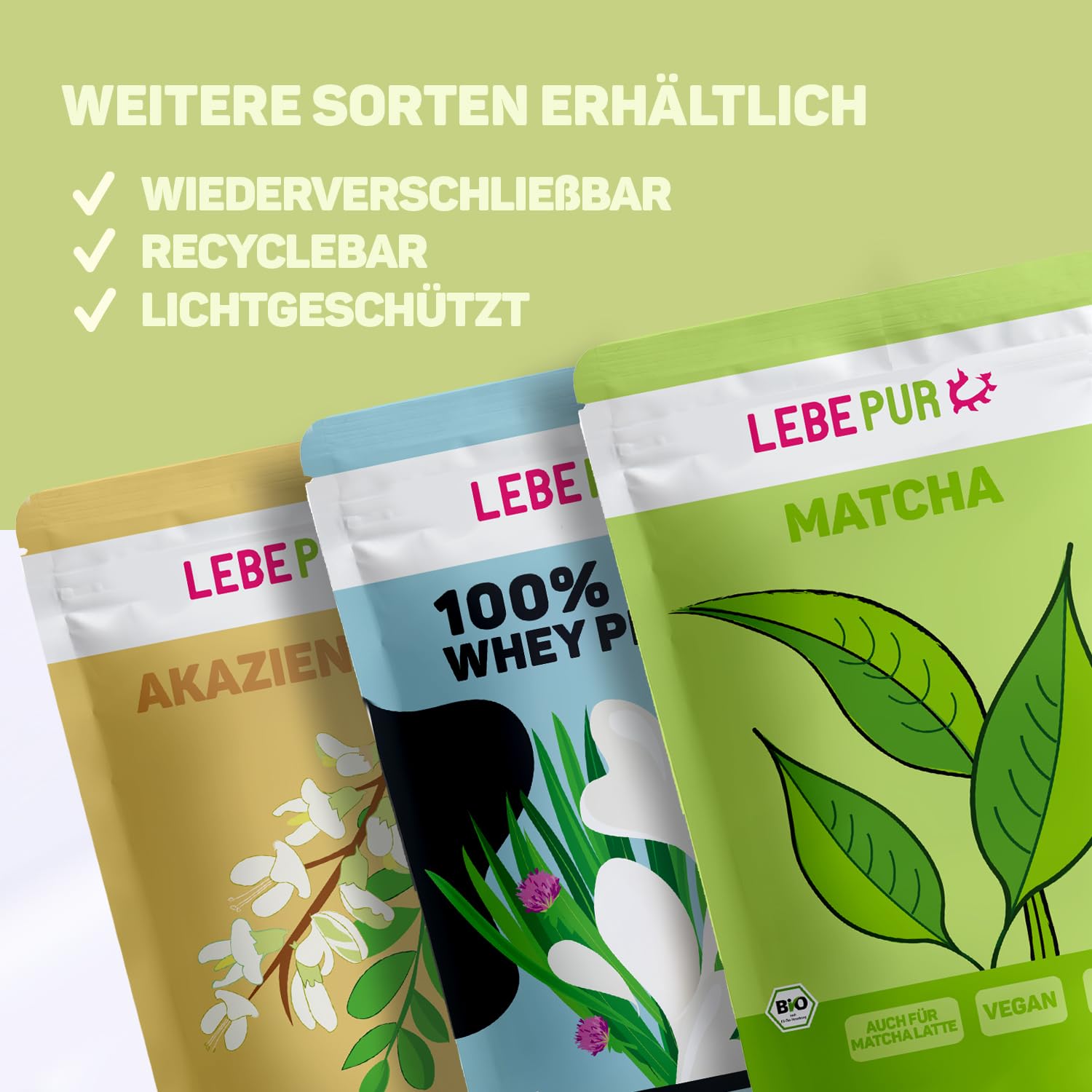 Lebepur BIO SUPER GREEN Pulver 500g - Pflanzenpulver mit Gerstengras, Weizengras, Spinat, Brennnessel, Grünkohl Chlorella und Spirulina - für Green Smoothie geeignet in Rohkostqualität