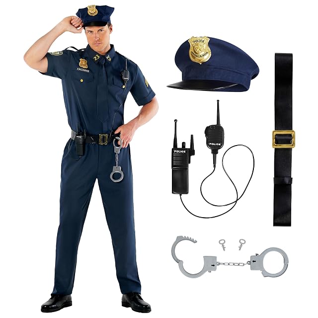 Morph Police Costume Men Cop Outfit Men Police Costume Adult Halloween Costumes For Adults
