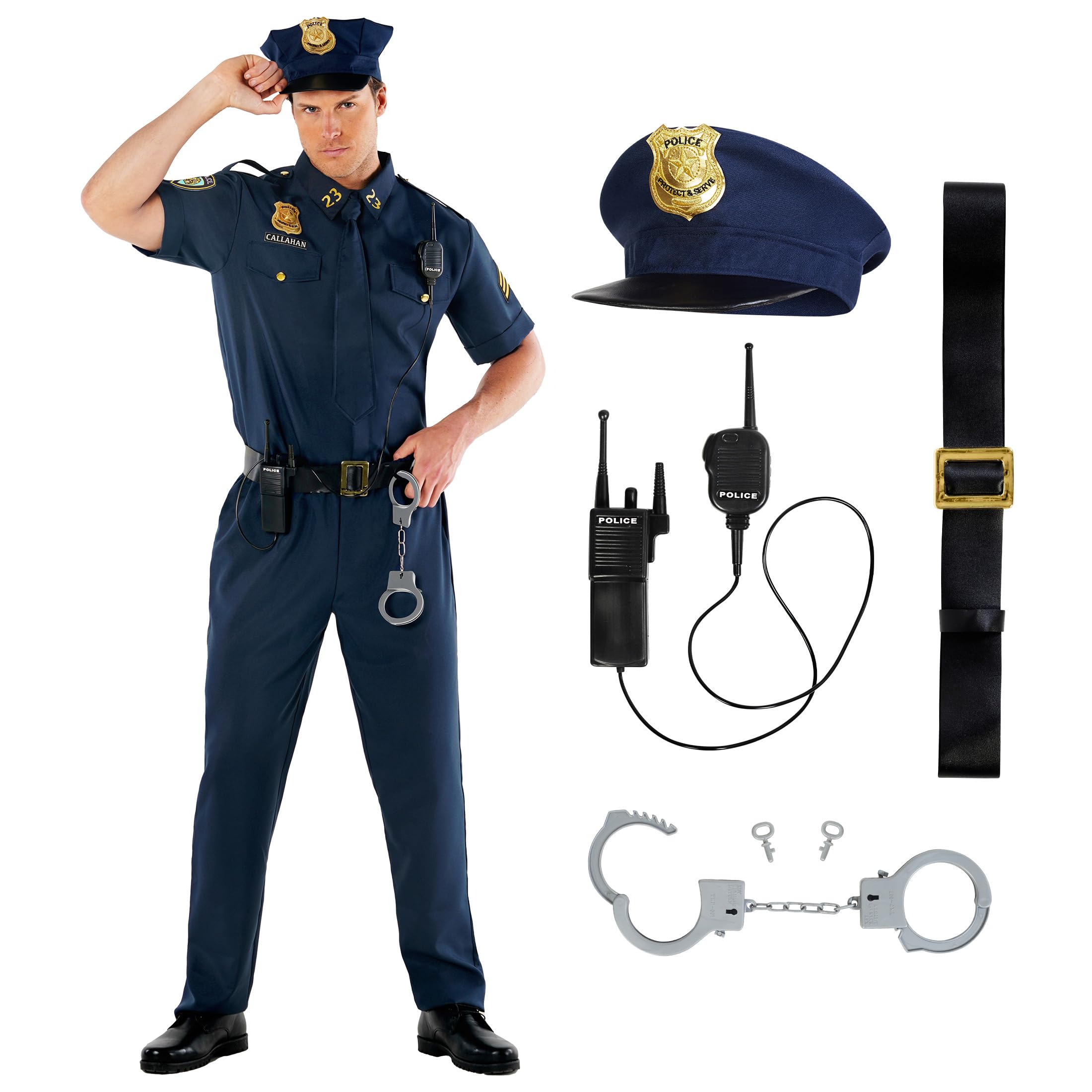 Collier Insigne De Police Avec Chaîne - Accessoire Déguisement Policier - Taille Unique Adulte
