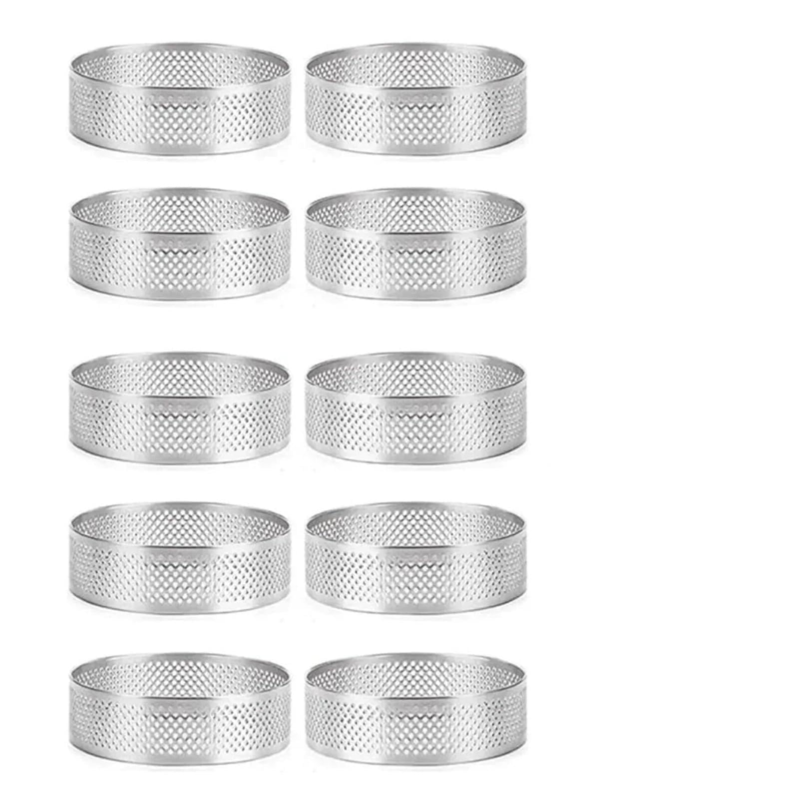 10PCS Rotondo In Acciaio Inox Crostata Anello Resistente Al Calore Forato Stampi FAI DA TE Mousse Torta di Frutta Tartlet Ciambella Stampo Utensili Da Cucina(10PCS-8CM)
