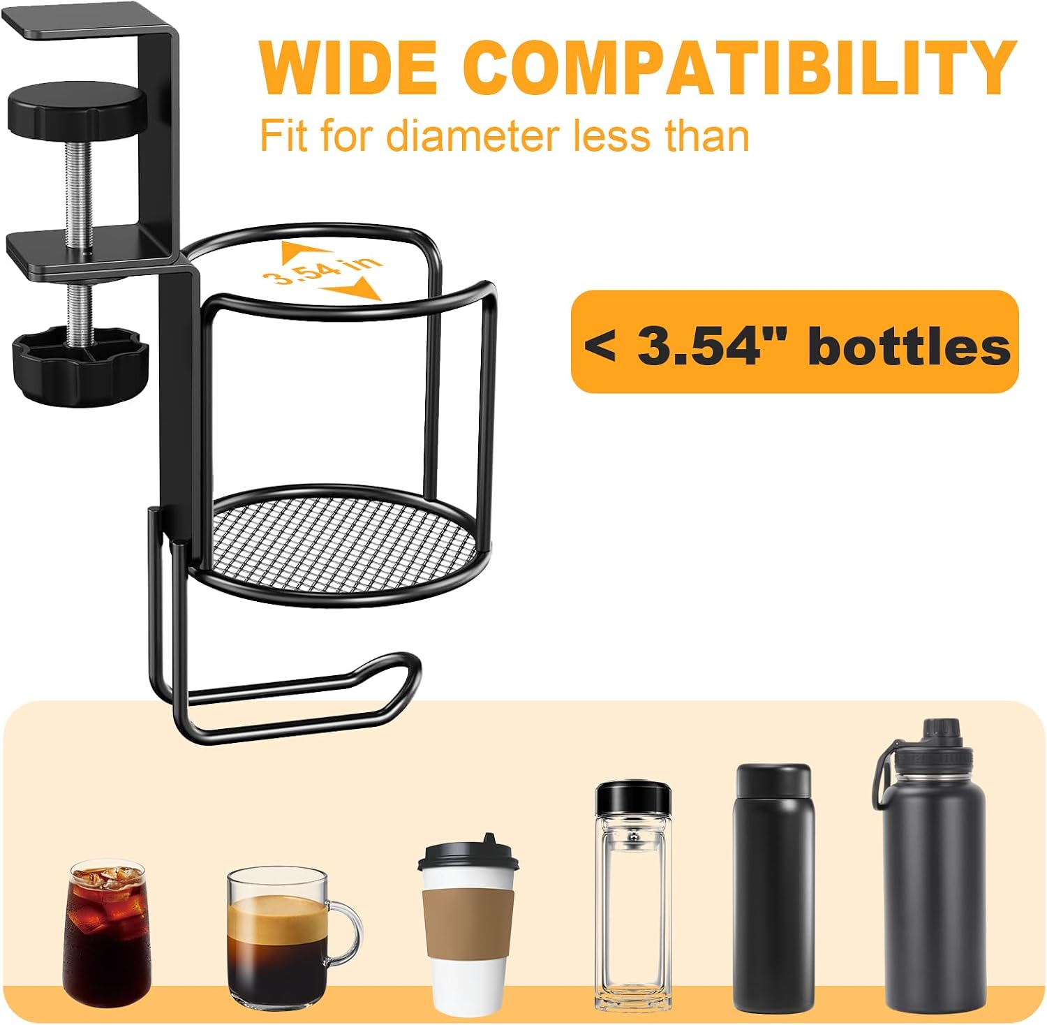 2-in-1 Clip-On Cup Holder & Headphone Hook - 360° Rotatable Anti-Spill Desk Organizer, Perfect for Gaming Tables, Office Desks, Lawn Chairs & Home Use (1 Pack)