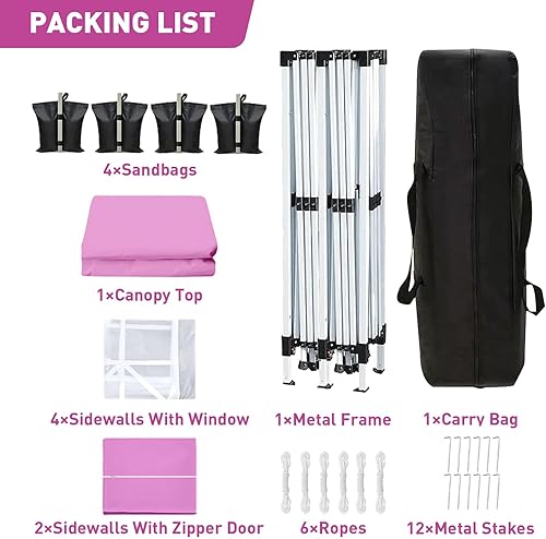 Miniatura 7 de Tienda de campaña desplegable de 10 x 20 pies con paredes laterales, tienda de campaña resistente al aire libre con 4 bolsas de arena y bolsa de