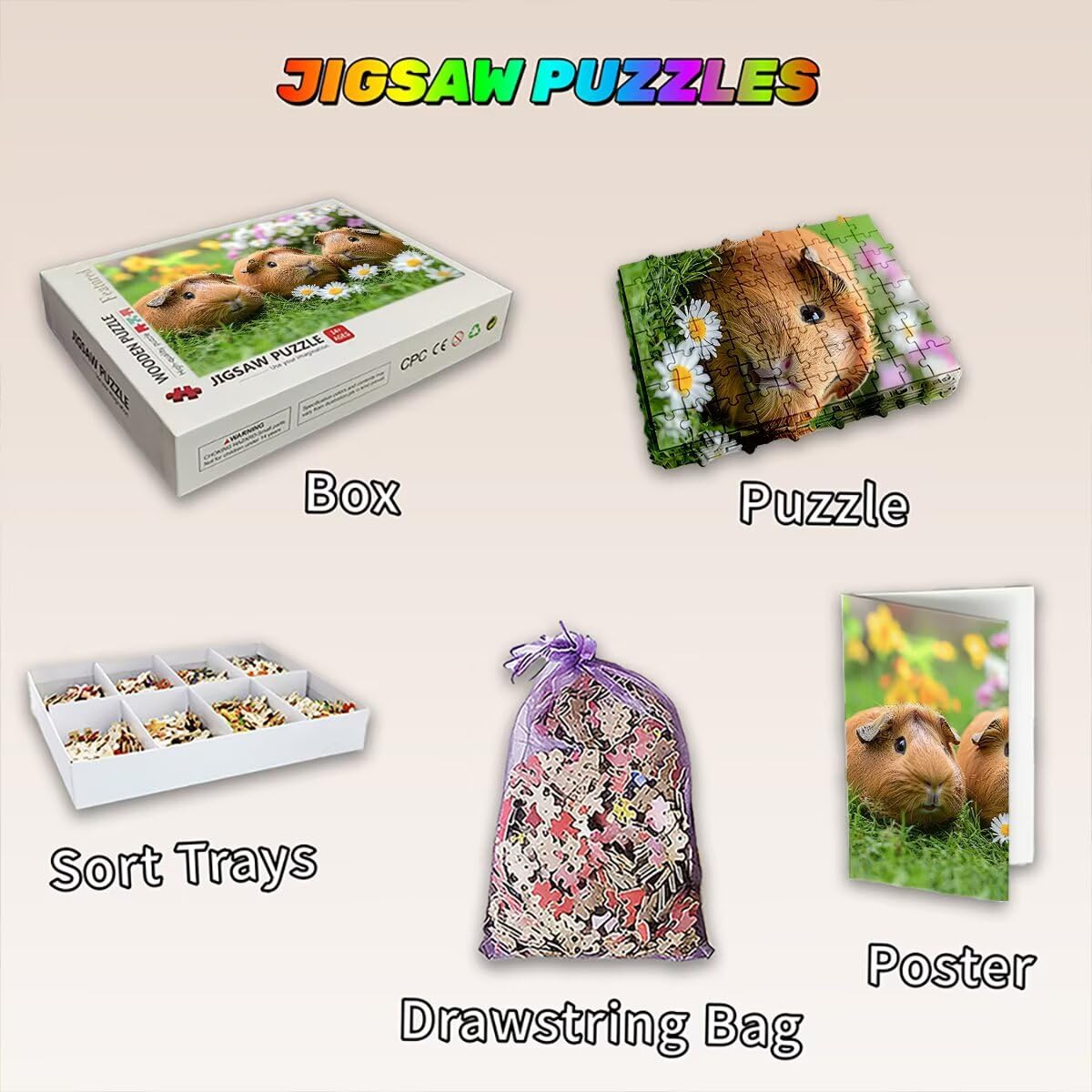 Puzzle 3000 elementów zwierząt, puzzle kwiatowe dla dorosłych, klasyczne puzzle gry edukacyjne do aktywności rodzinnej, najwyższej jakości drewniane puzzle z pudełkiem na prezent dla mężczyzn i kobiet