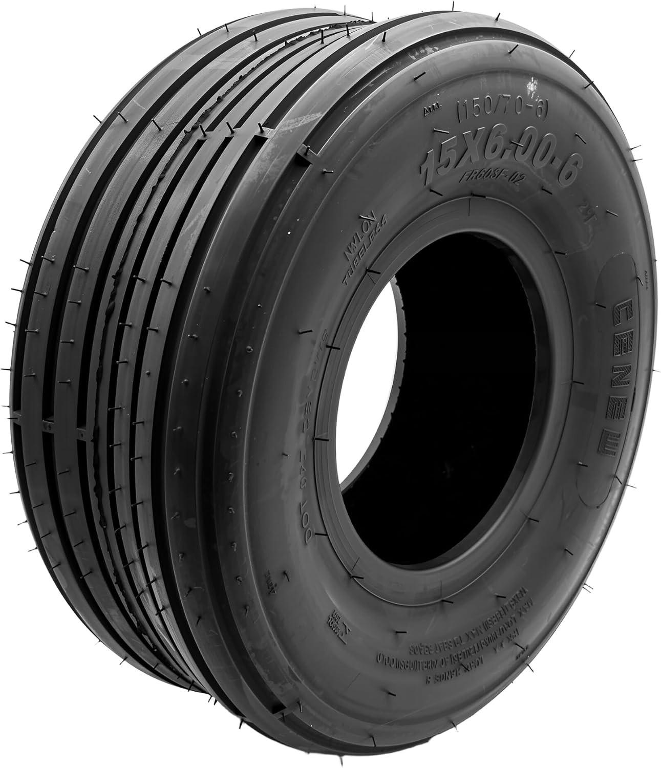 15x6.00-6(150/70-6) Tubeless Lawn Mower Tire, 4PR Turf Tire for Garden Tractor Riding Mover
