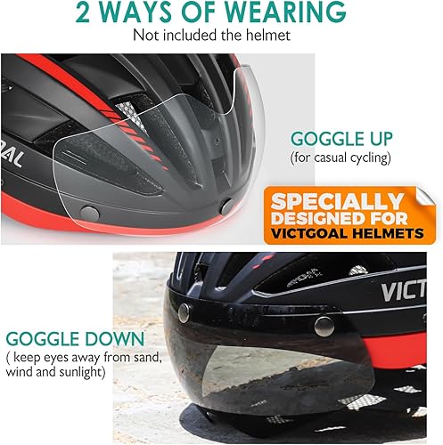 Vista 5 de VICTGOAL Detachable Magnetic Bike Helmet Goggles Visor Especially Deisgned for VG110/VG112 Bicycle Helmet Photochromic