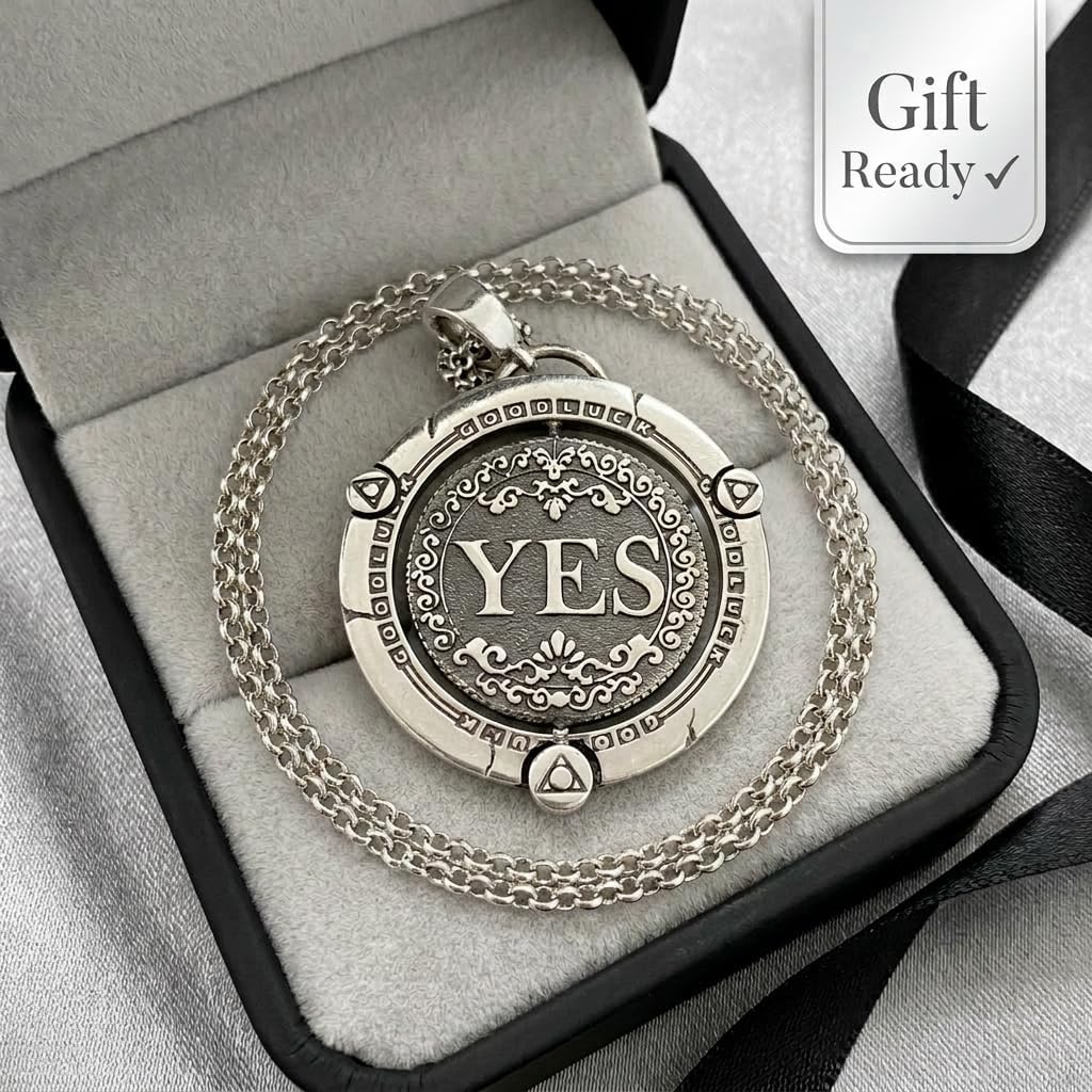 StIOQCZQOI ainless Steel YES NO Decision Maker Pendant Necklace for Men and Women - with Interactive Spinning Coin, Graduation or Birthday Gift