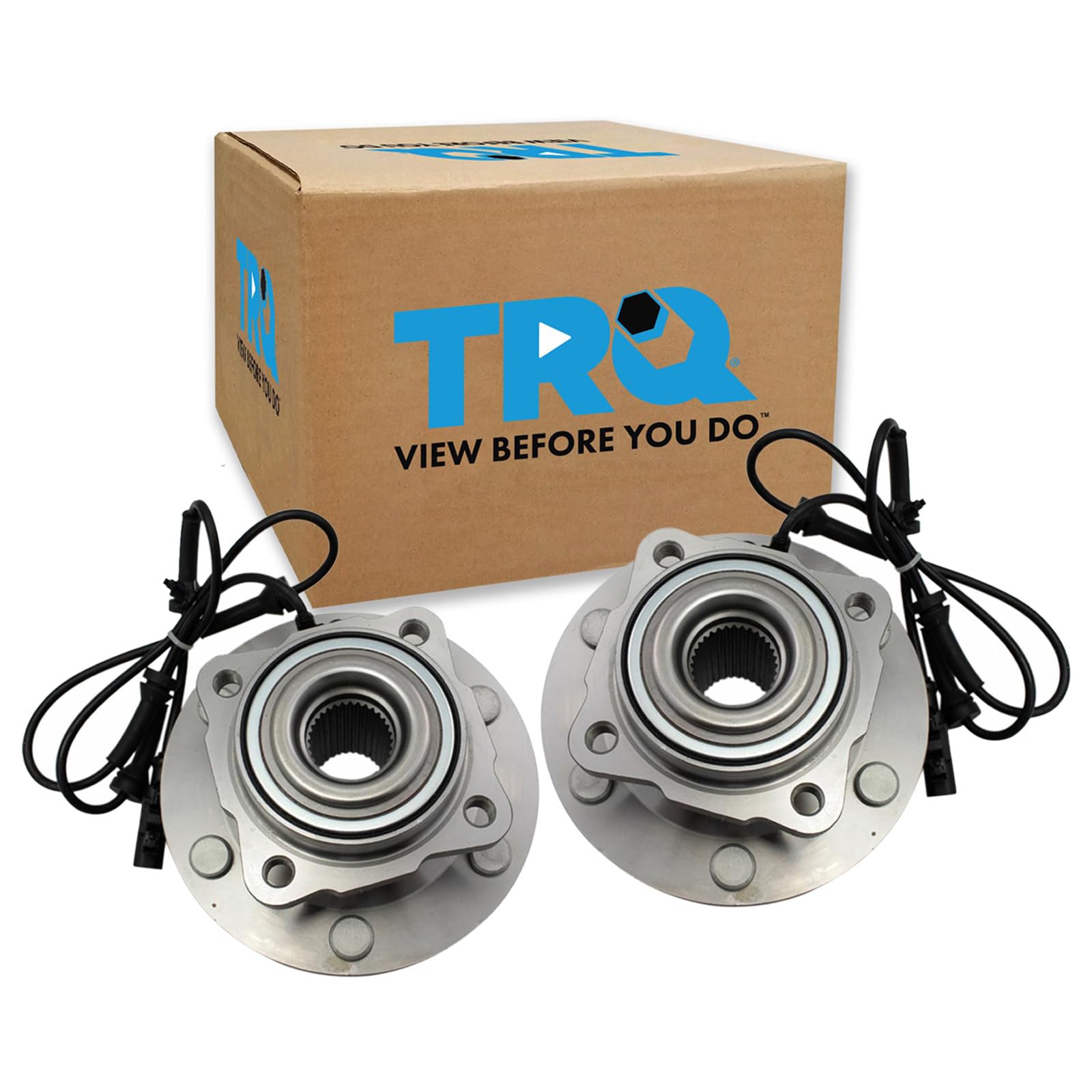 TRQ 2 Piece Rear Wheel Bearing &amp; Hub Assembly Set with ABS Sensor