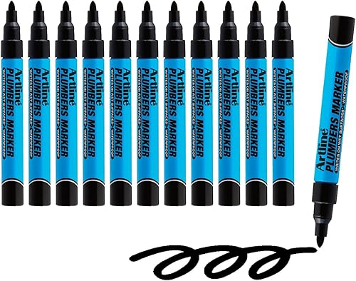 Miniatura 1 de Artline Plumbers - Marcadores permanentes, serie profesional, para uso en superficies húmedas, marcadores de construcción impermeables, punta de