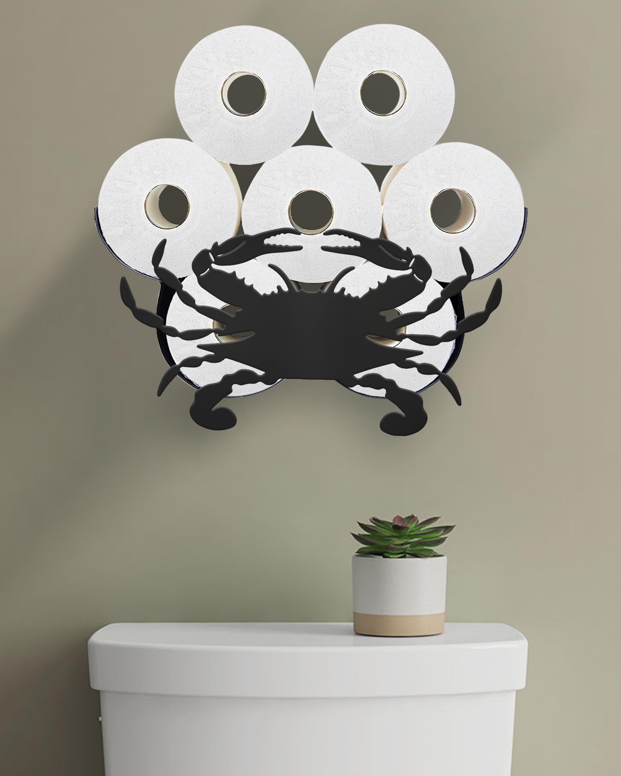 Wigag Crab Toilet Paper Holder for 8 Extra Rolls, Ocean Decorative Wall Mounted Storage, Farmhouse Bathroom Animal Decor Accessories Storage Cabinet