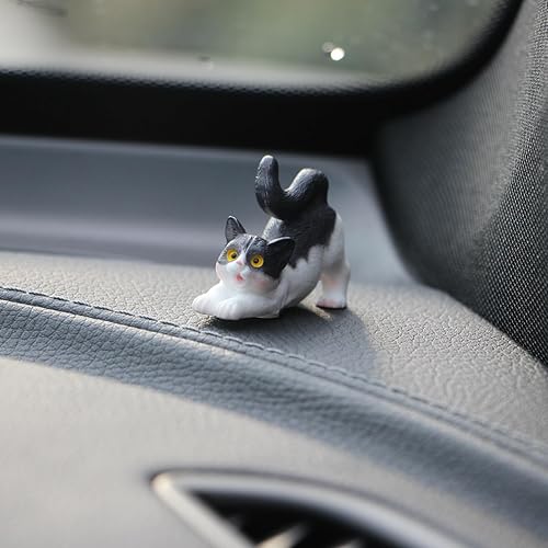 Miniatura 5 de Decoración para tablero de instrumentos de automóvil con diseño de gato y pecera, mini lindos gatos, accesorios para espejo retrovisor de automóvil,