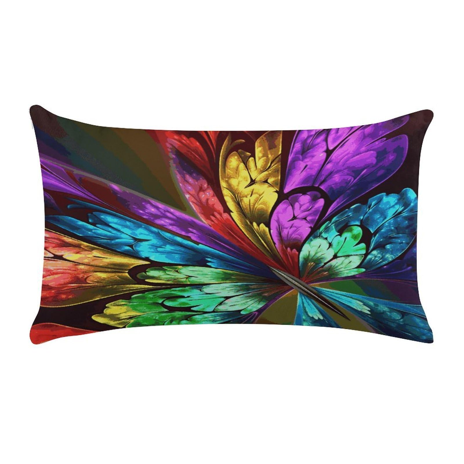 Rainbow Butterfly Pillow Case Decorative Rectangle Throw Pillow Cover Soft Plush Pillowcase Cozy Cushion Case Modern Pillow Sham Cushion Cover for Bedroom Sofa Couch 20 X 12 Inch