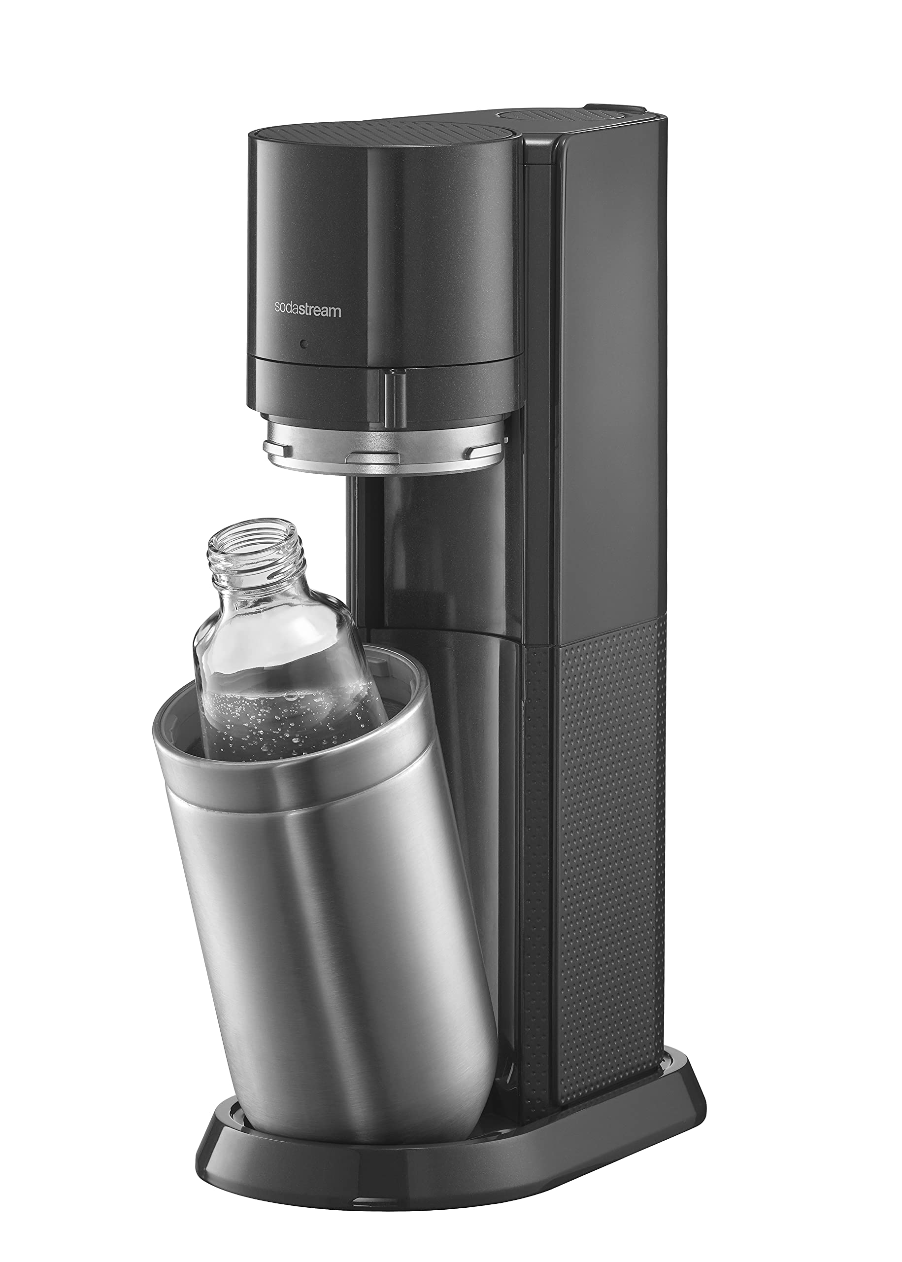 SodaStream DUO Machine à Eau Pétillante pour Carafe en Verre | Pack 2 Carafes en Verre 1L + 1 Bouteille 1L Compatibles Lave-Vaisselle + 1 Recharge de Gaz 60L à Clipser | Noire [Amazon Exclusive]
