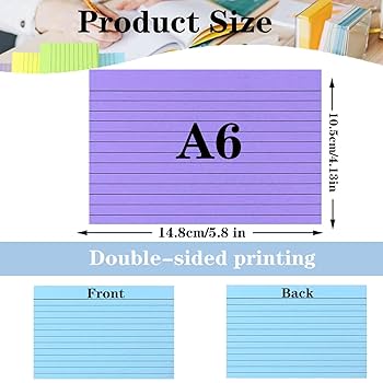 Flash Revision Record Index Cards - 500 Pieces A6 Size 150 GSM
