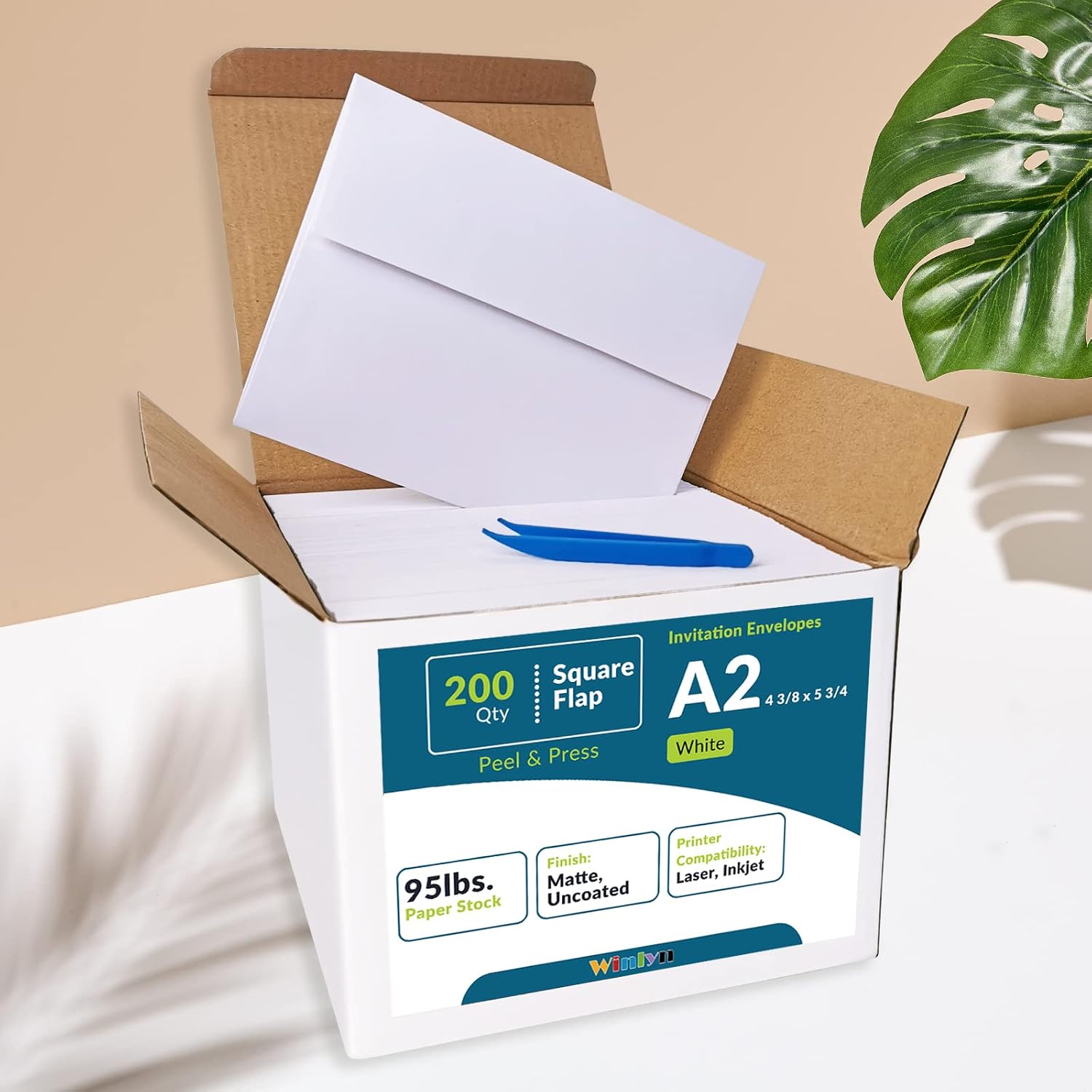 200 Pcs Bulk A2 Invitation Envelopes in White Peel & Press Self Seal 4 3/8 x 5 3/4 Square Flap Envelopes RSVP Return Envelopes 95lb. for Announcement Mailing 4x5 Greeting Cards Photo 1/4 Fold Cards