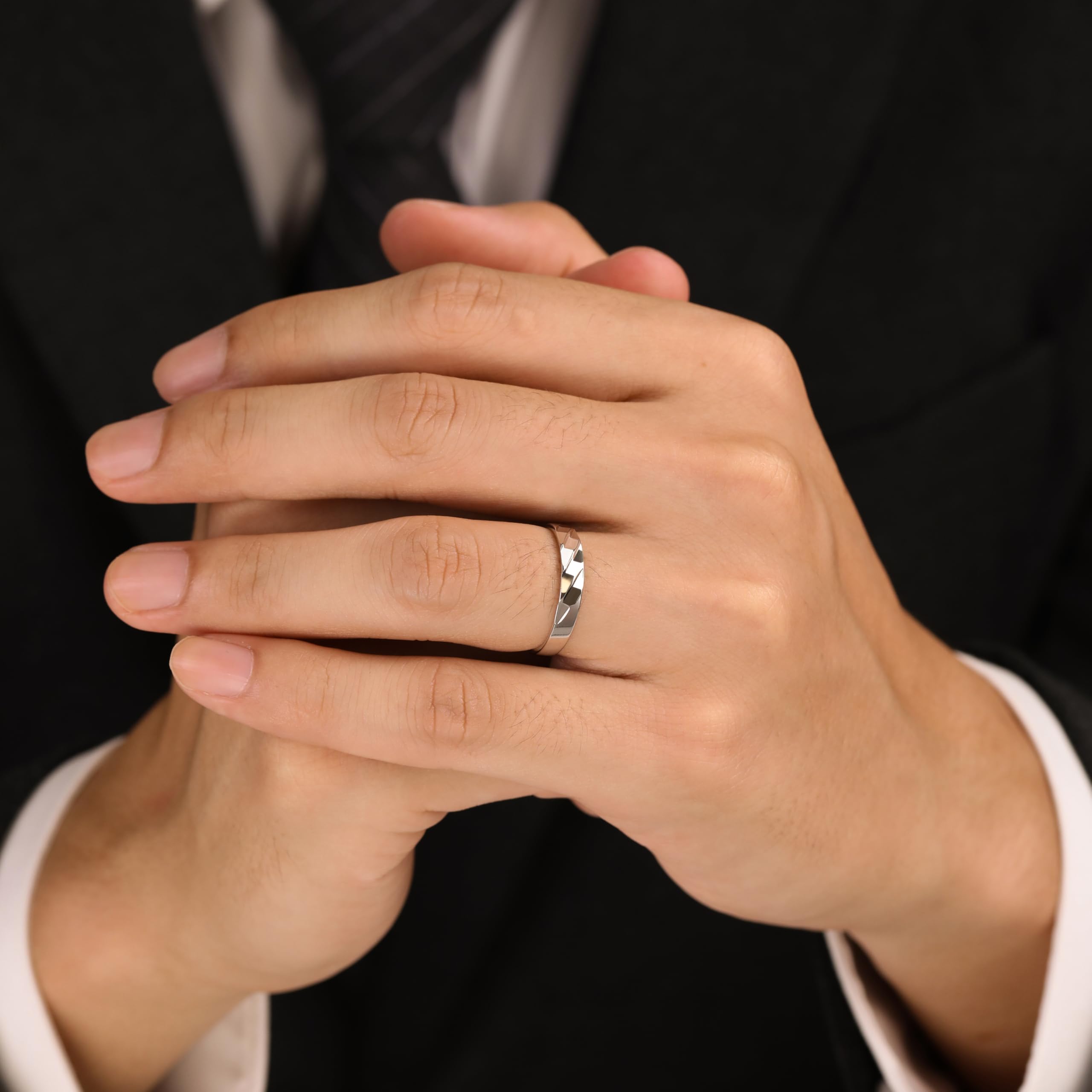 Meissa Anillos de Plata Pareja Plata de Ley 92 Alianzas Ajustables Mujer 3mm & Hombre 3,7mm Joyería de Compromiso Boda Aniversario o San Valentín, Juego de dos anillos