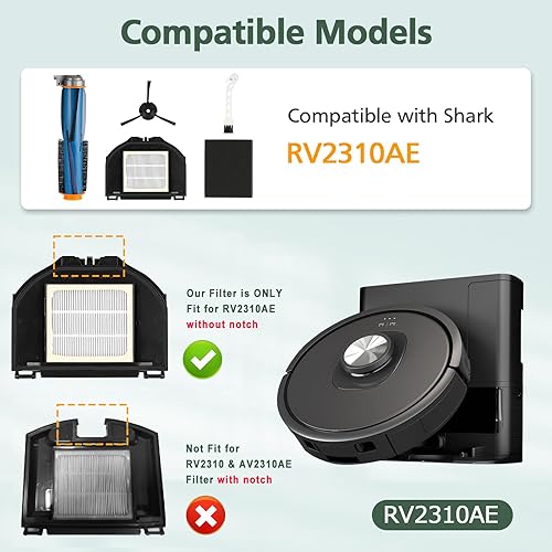 Miniatura 2 de Kit de 9 piezas de accesorios de repuesto para aspiradora compatible con Shark RV2310 RV2310AE Matrix Robot Aspirador, 1 cepillo principal, 2