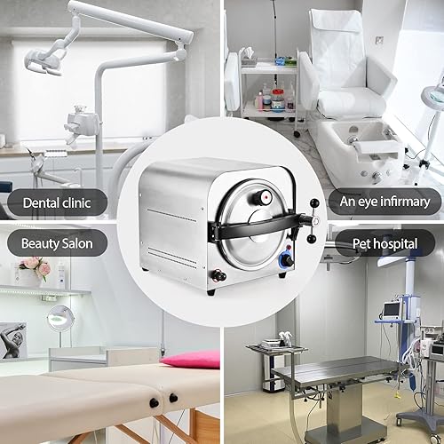 Miniatura 8 de Esterilizador de vapor de autoclave 14L esterilizador médico laboratorio de esterilización equipo de belleza AC110V 3 bandejas con fuction de secado