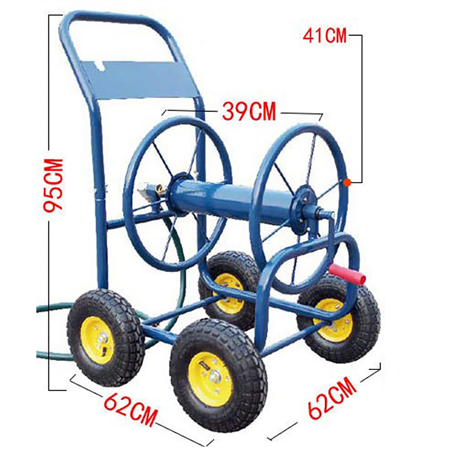Carrello avvolgitubo da giardino – Carrello resistente per 50-150 metri di tubo dell'acqua, design portatile per irrigazione e piantagione agricola