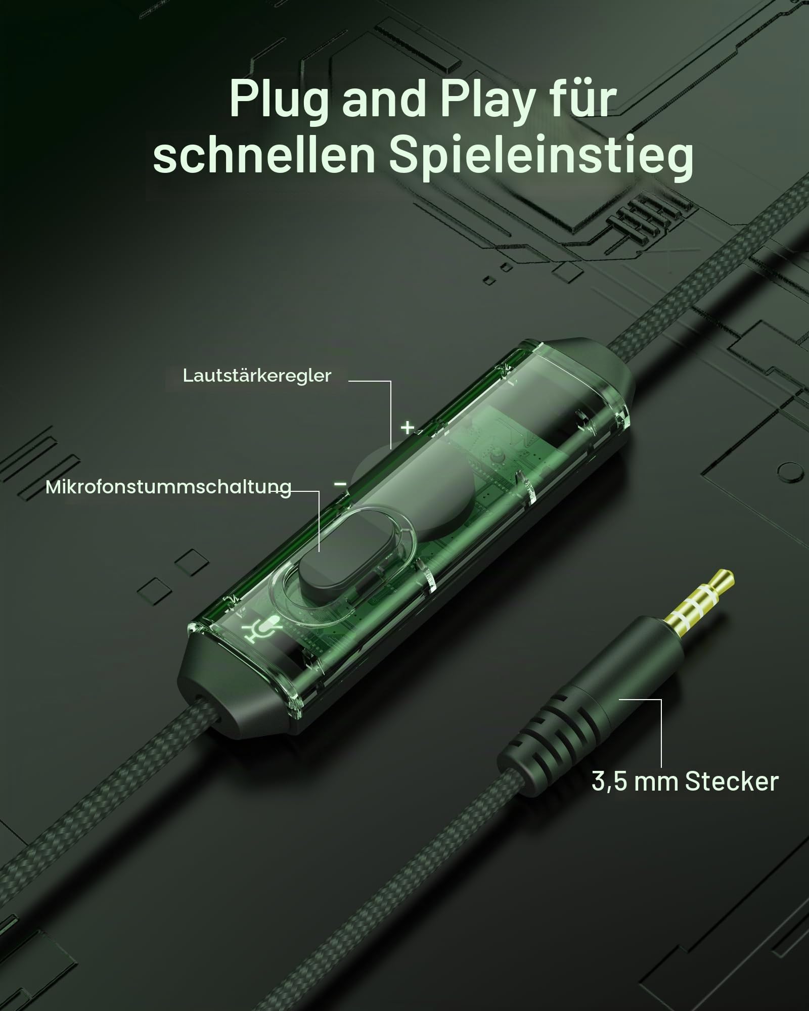 NUBWO N16 Gaming Headset – Mikrofon mit Geräuschunterdrückung, Stereo Sound und Komfortables Design für PS5, PS4, Xbox One, NS, PC, Laptop und Mac - Grün