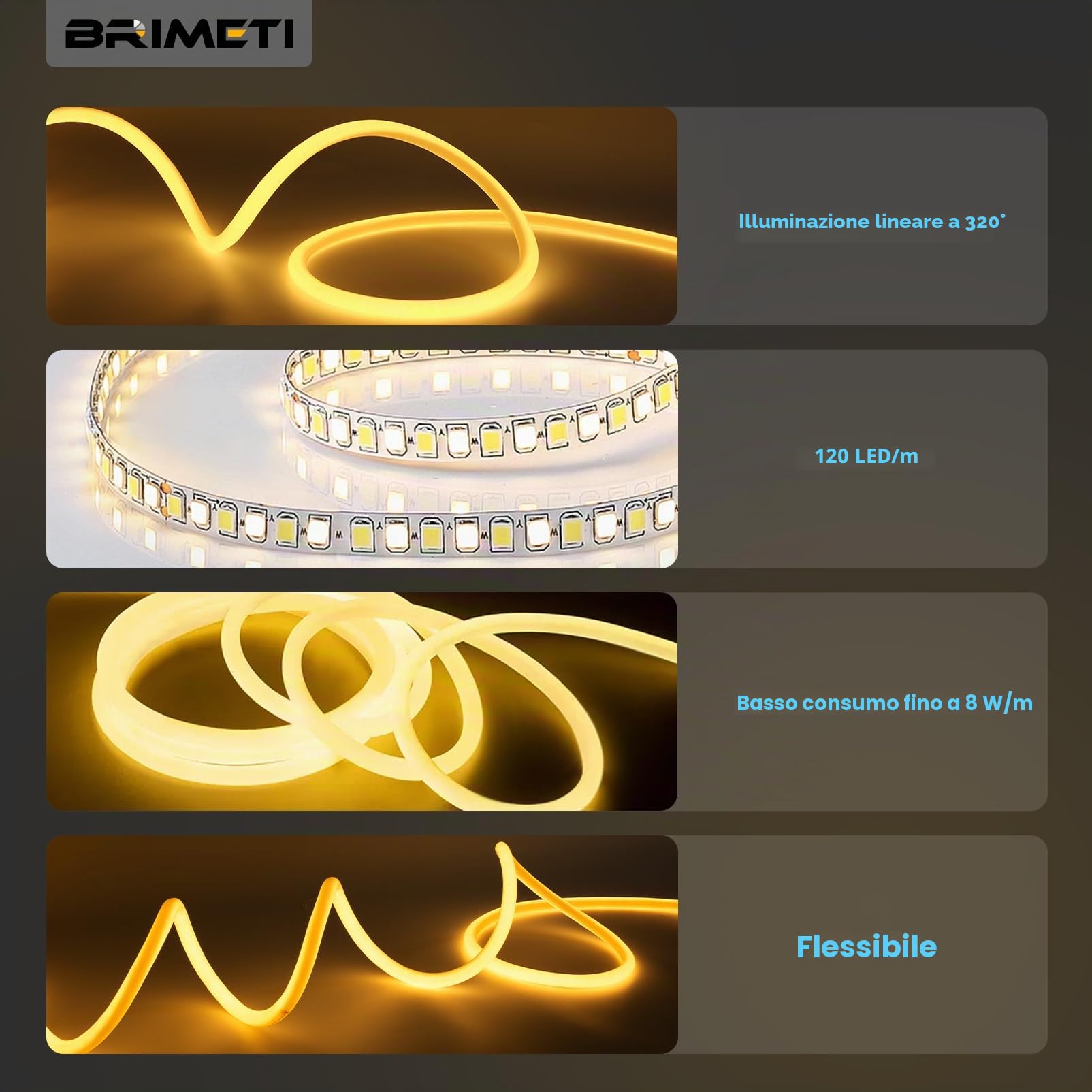 Striscia LED Neon 10 Metri 220V Tubo LED Flessibile 360° Rotondo Esterno Strisce LED Impermeabile IP65 Nastri LED Luminosa Corda Stringa,con Alimentatore di rete e Controller (Bianco Naturale)