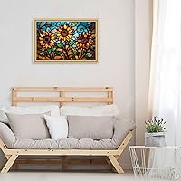 Vista 6 de Rompecabezas de girasol de estilo retro, material compuesto de madera de papel Zcon bolsa de almacenamiento e imagen de referencia fácil de resolver