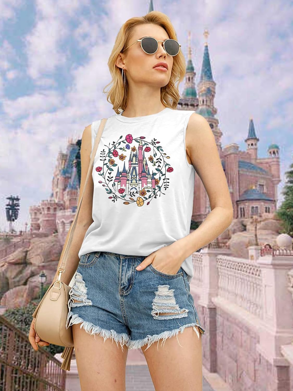 SFHFY Magical Tank Top Women: Magic Kingdom Shirts Fairy Castle Tee Casual Summer Vacation Sleeveless Tops - Image 2