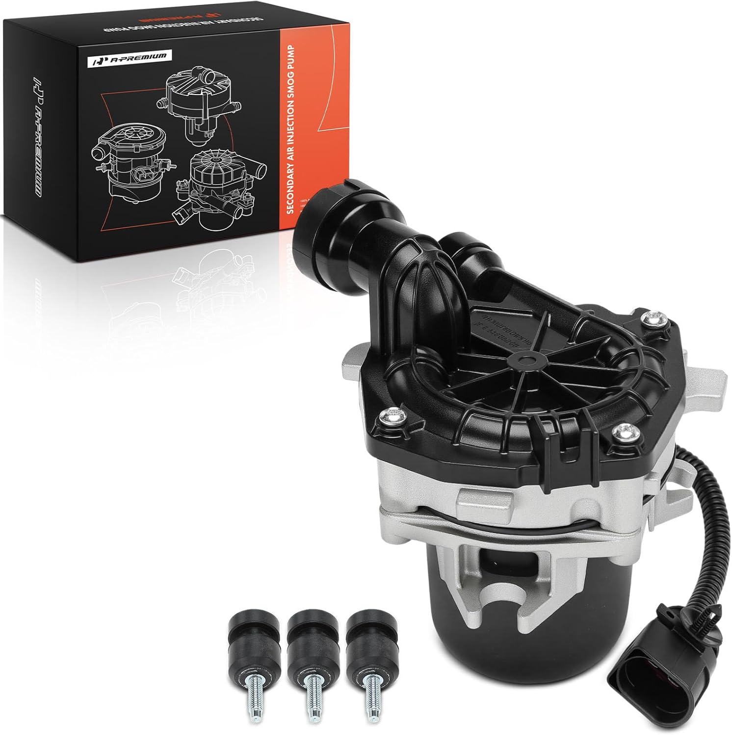 A-Premium Secondary Air Injection Smog Pump Compatible with Volkswagen Jetta 2005-2014, Passat 2012-2014, Golf 2010-2014, Beetle 2006-2010/2012-2014, CC, Eos, GTI, Rabbit & Audi RS5, # 07K133229D