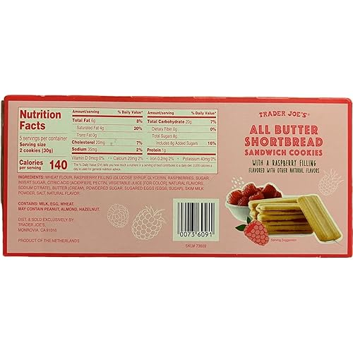 Miniatura 2 de Trader Joe's All Butter Shortbread - Galletas de sándwich con relleno de frambuesa (paquete de 1)