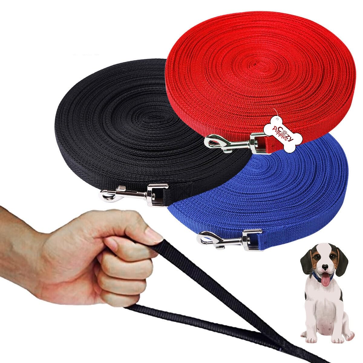 Cozy Puppies Dog Training Leash Extra Long Dog Leash with Handle for Small Medium & Large Dogs - Training Yard Sport Outdoor Walking Puppy Recall (20 feet, Red) (B0CM3H2PG4) Amazon Price History, Amazon Price Tracker