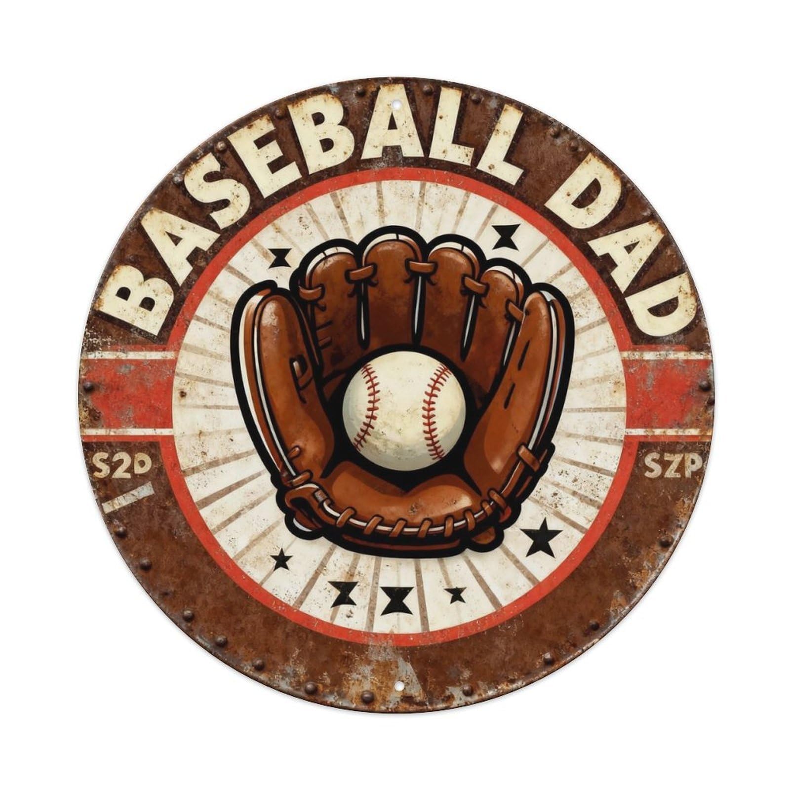 Vintage Baseball Dad Metal Tin Sign Plaque