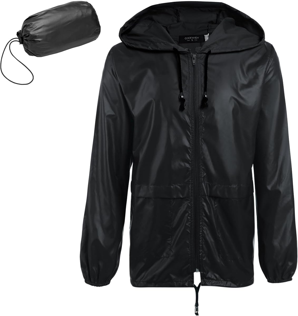 Mens Packable Rain Jacket Lightweight Waterproof Raincoat with Hood Outdoor Rain Gear Travel Hiking Cycling