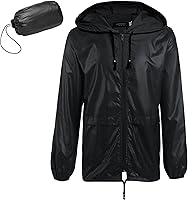 COOFANDY Men's Packable Rain Jacket: Lightweight Waterproof Hooded Raincoat for Hiking, Travel, Cycling