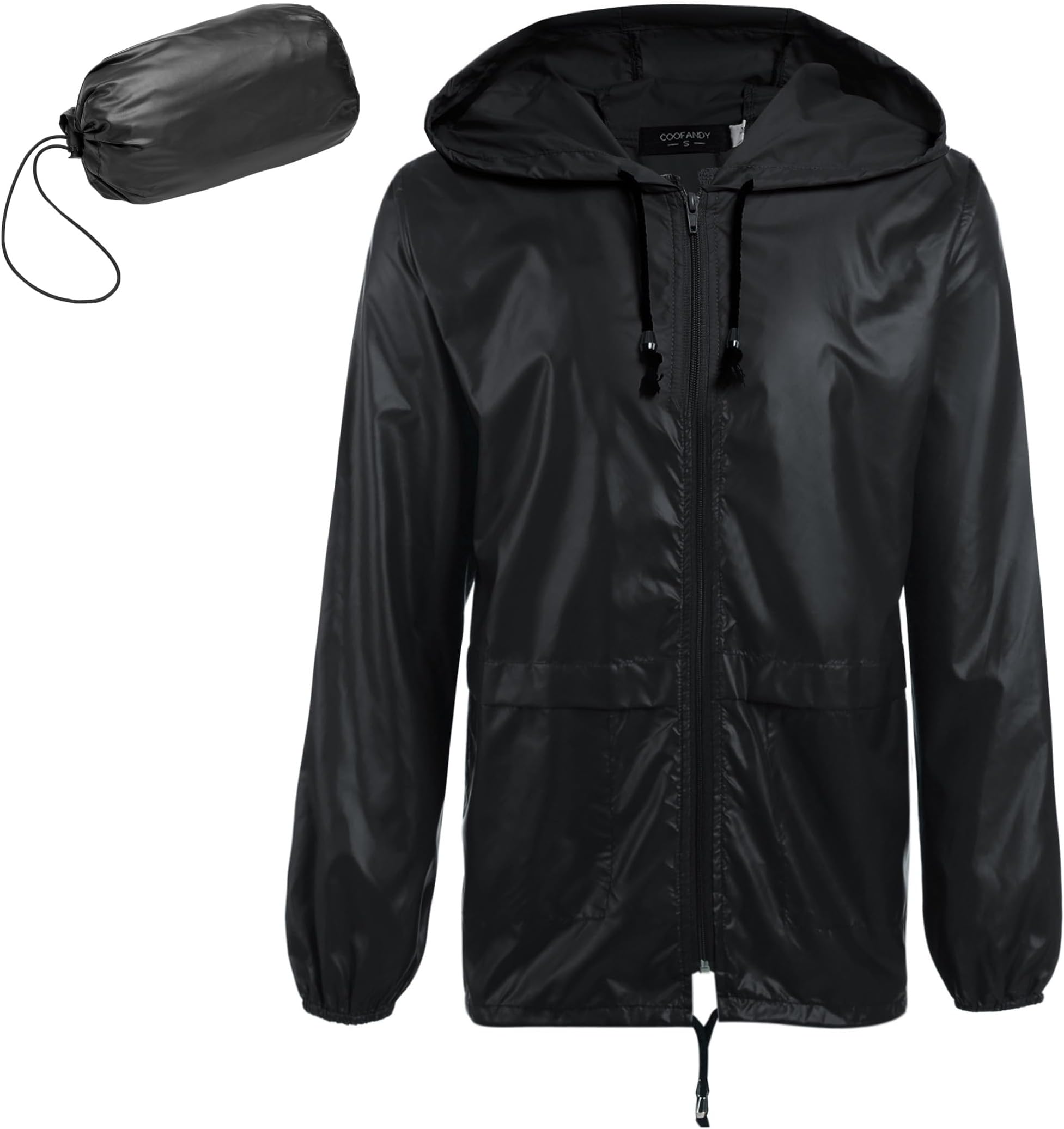 Mens Packable Rain Jacket Lightweight Waterproof Raincoat with Hood Outdoor Rain Gear Travel Hiking Cycling