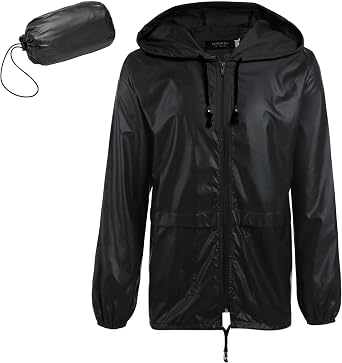 COOFANDY Mens Packable Rain Jacket Lightweight Waterproof Raincoat with Hood Outdoor Rain Gear Travel Hiking Cycling