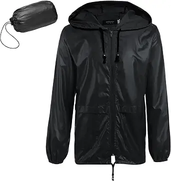 COOFANDY Mens Packable Rain Jacket Lightweight Waterproof Raincoat with Hood Outdoor Rain Gear Travel Hiking Cycling
