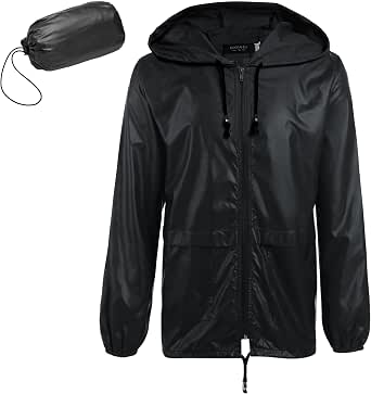 COOFANDY Mens Packable Rain Jacket Lightweight Waterproof Raincoat with Hood Outdoor Rain Gear Travel Hiking Cycling