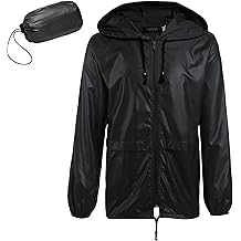 Mens Packable Rain Jacket Lightweight Waterproof Raincoat with Hood Outdoor Rain Gear Travel Hiking Cycling