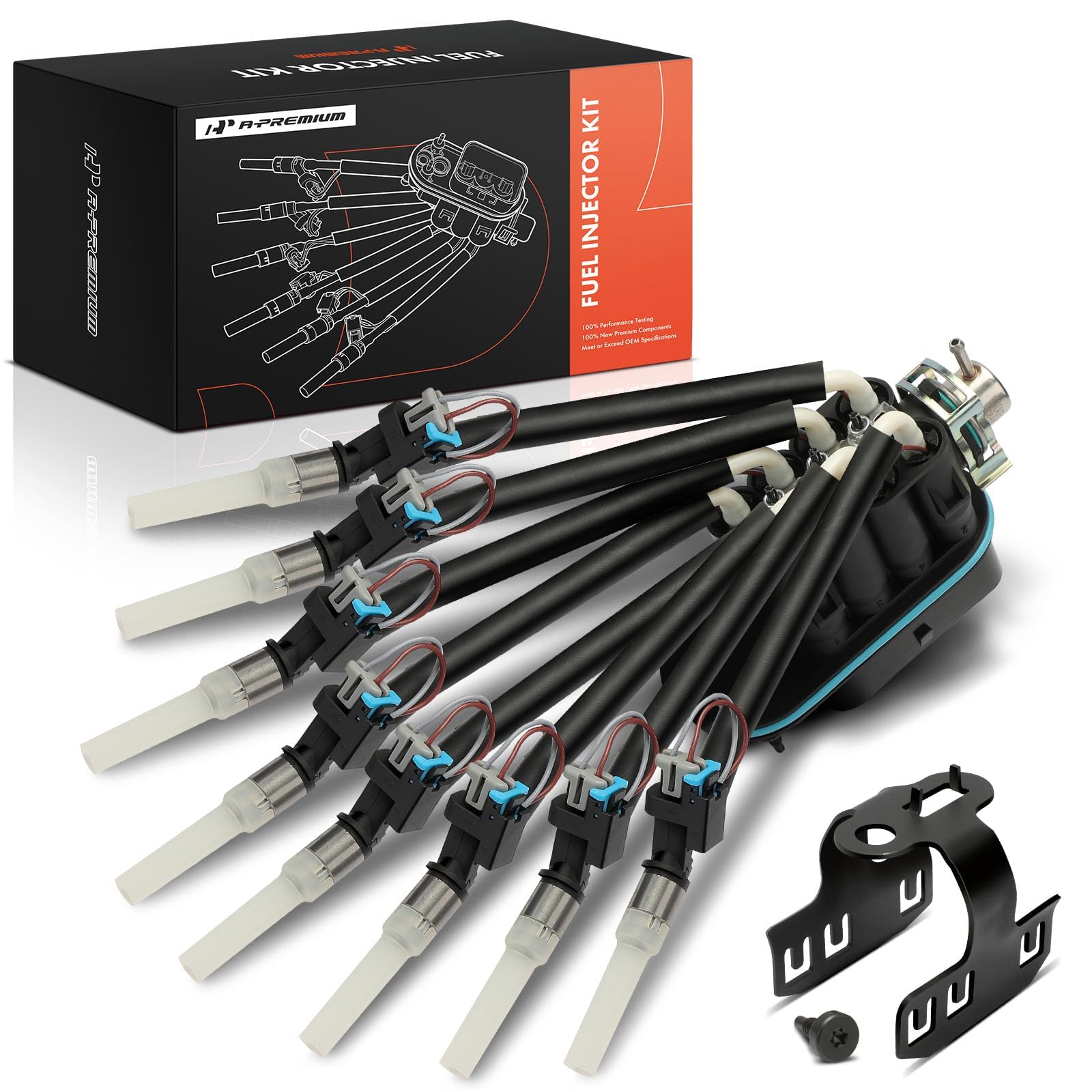 A-Premium Fuel Injector Assembly - Compatible with Chevrolet, Chevy, GMC, Cadillac Vehicles - Suburban, Tahoe, Yukon, Express, Savana, Escalade - 5.0L 5.7L, 1996-2002, Replace# 93441235