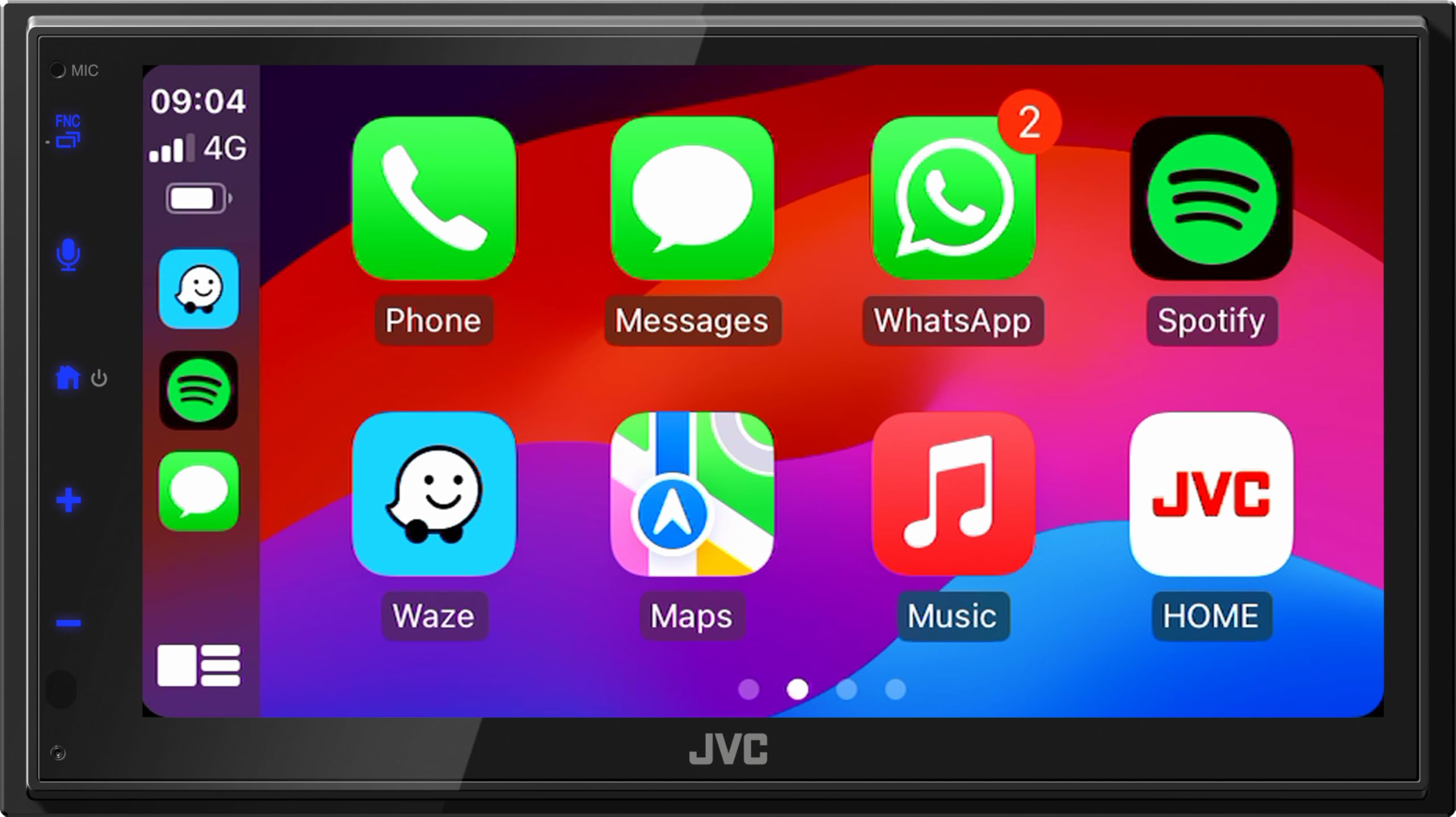 JVC KW-M595DBT – Récepteur Mono-récepteur WSVGA (1024 x 600 px) avec Dab+/FM, CarPlay, Android Auto, Apple & Android USB, Bluetooth, écran Tactile capacitif, DSP, 4 x 50 W, 3 pré-Sorties 2,5 V