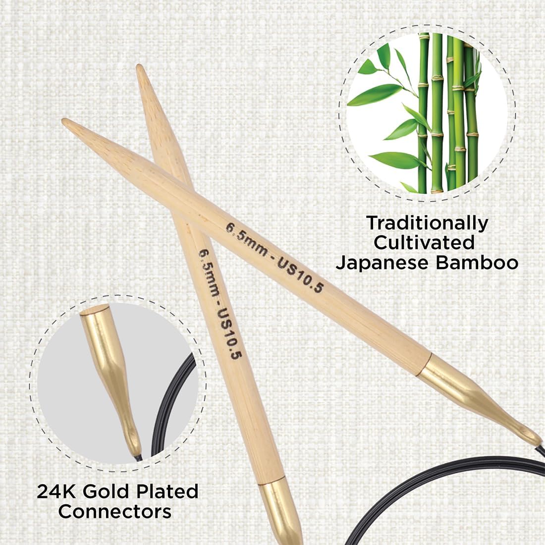 KnitPro Bamboo Fixed Circular Needles 40" (100cm) | US Size 10.5 (6.5mm)