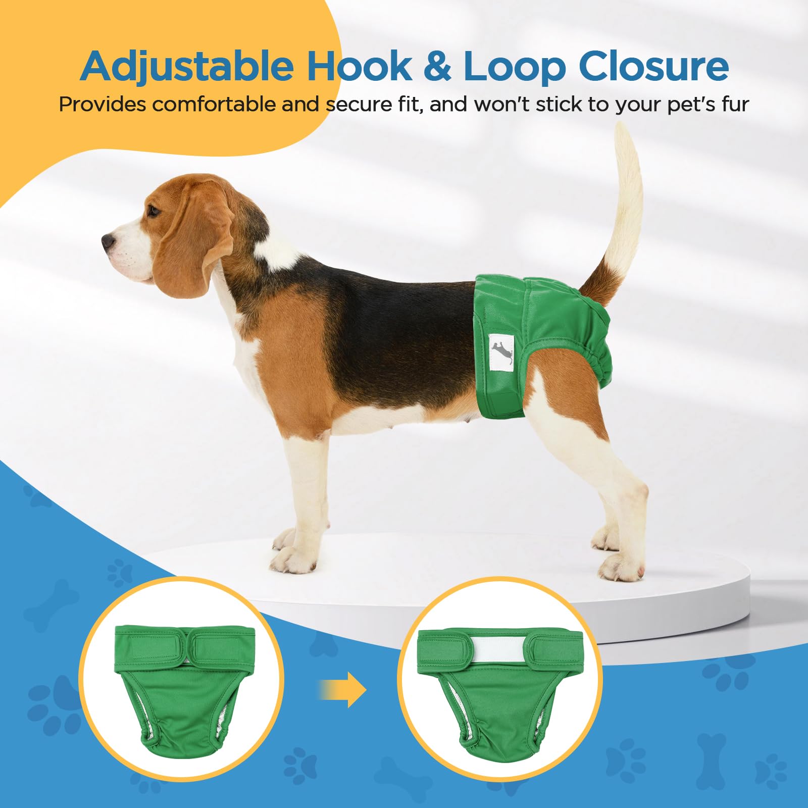 AiQInu 3 Pezzi Pannolini Cane Femmina, Ultra Assorbenti Mutande per Cani Femmina e Maschio, Riutilizzabili Pannolini per Cani (30-40 cm)