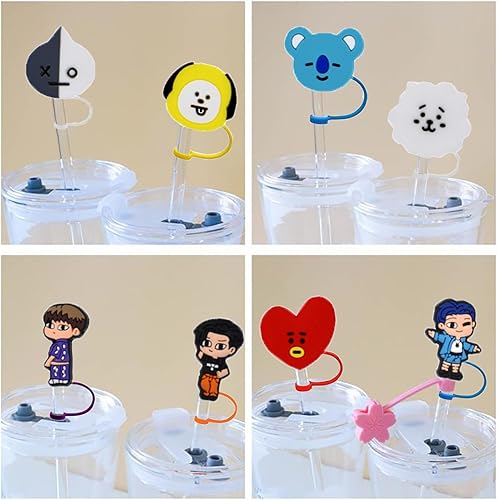 Miniatura 2 de B.T.S - 15 fundas de paja de silicona para vasos y popotes reutilizables, lindas puntas de pajilla, cubierta de silicona